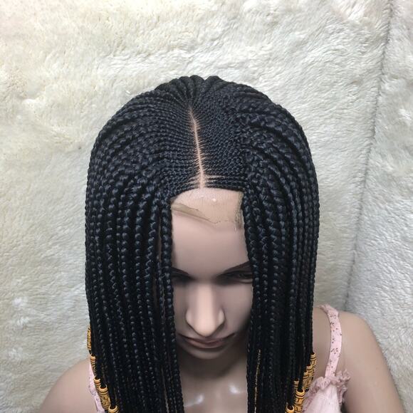 Bob center part closure wig with beads